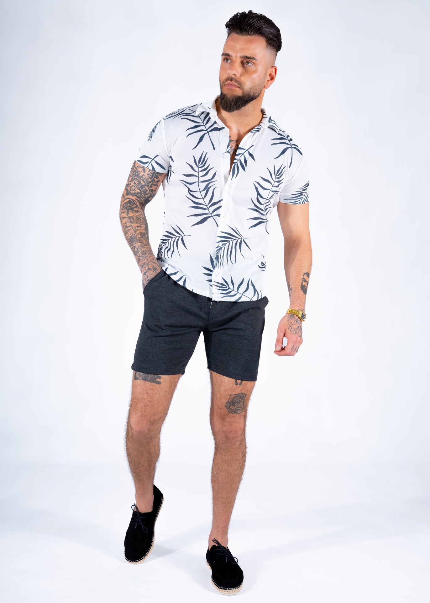 Summer set Hawai short & shirt antraciet
