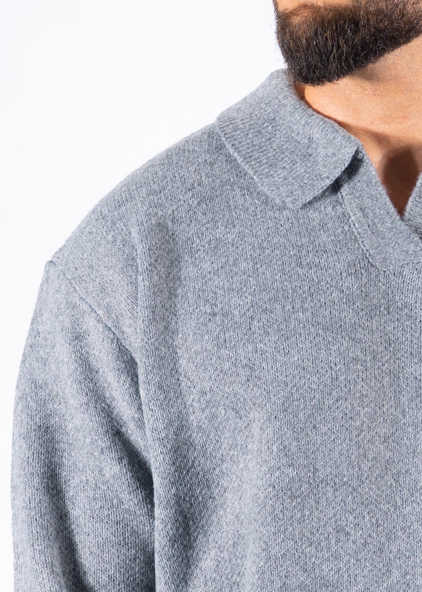 Sweater polo knitted grey oversized