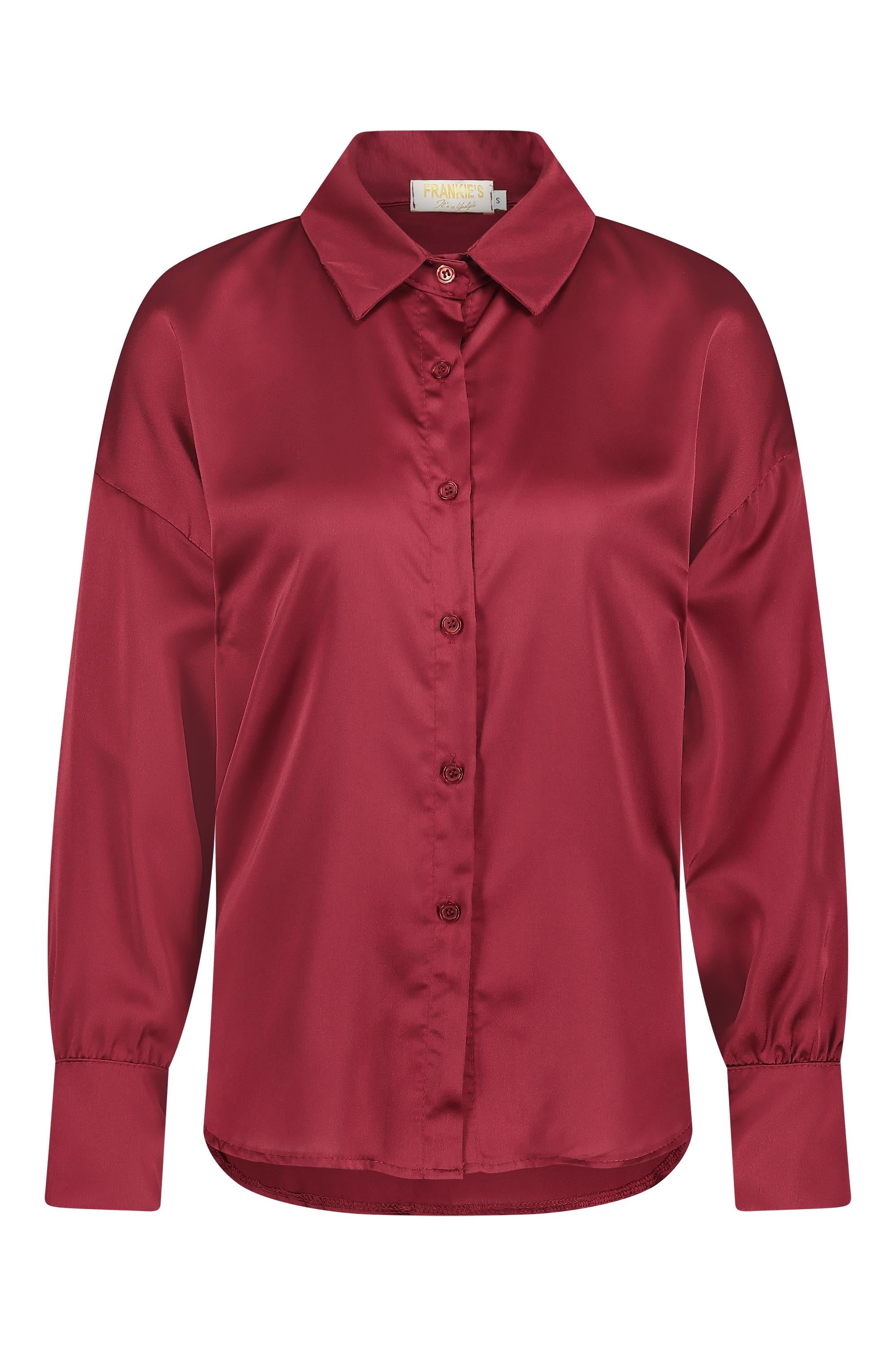 Satin blouse bordeaux red