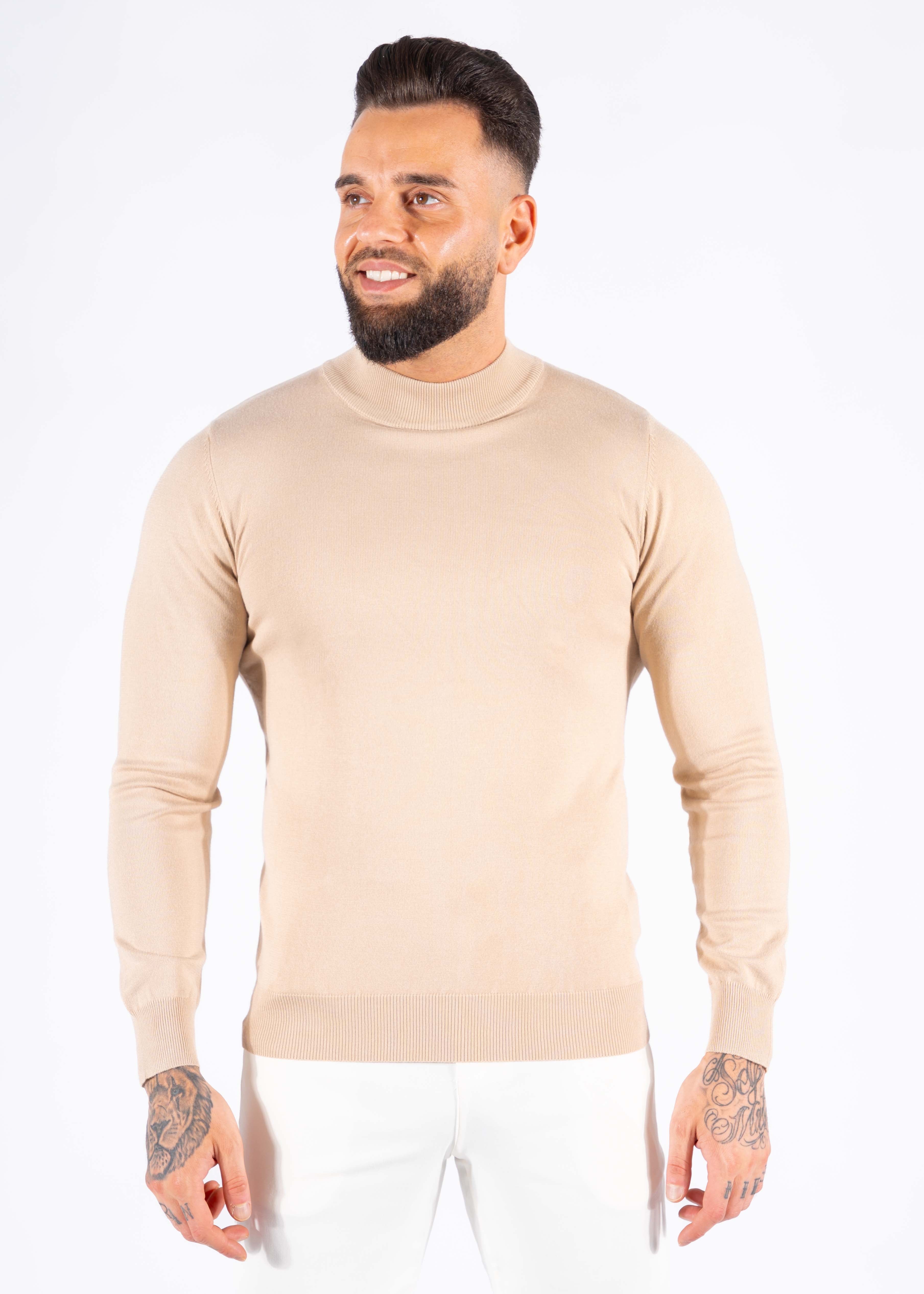 Turtleneck knitwear long sleeve beige