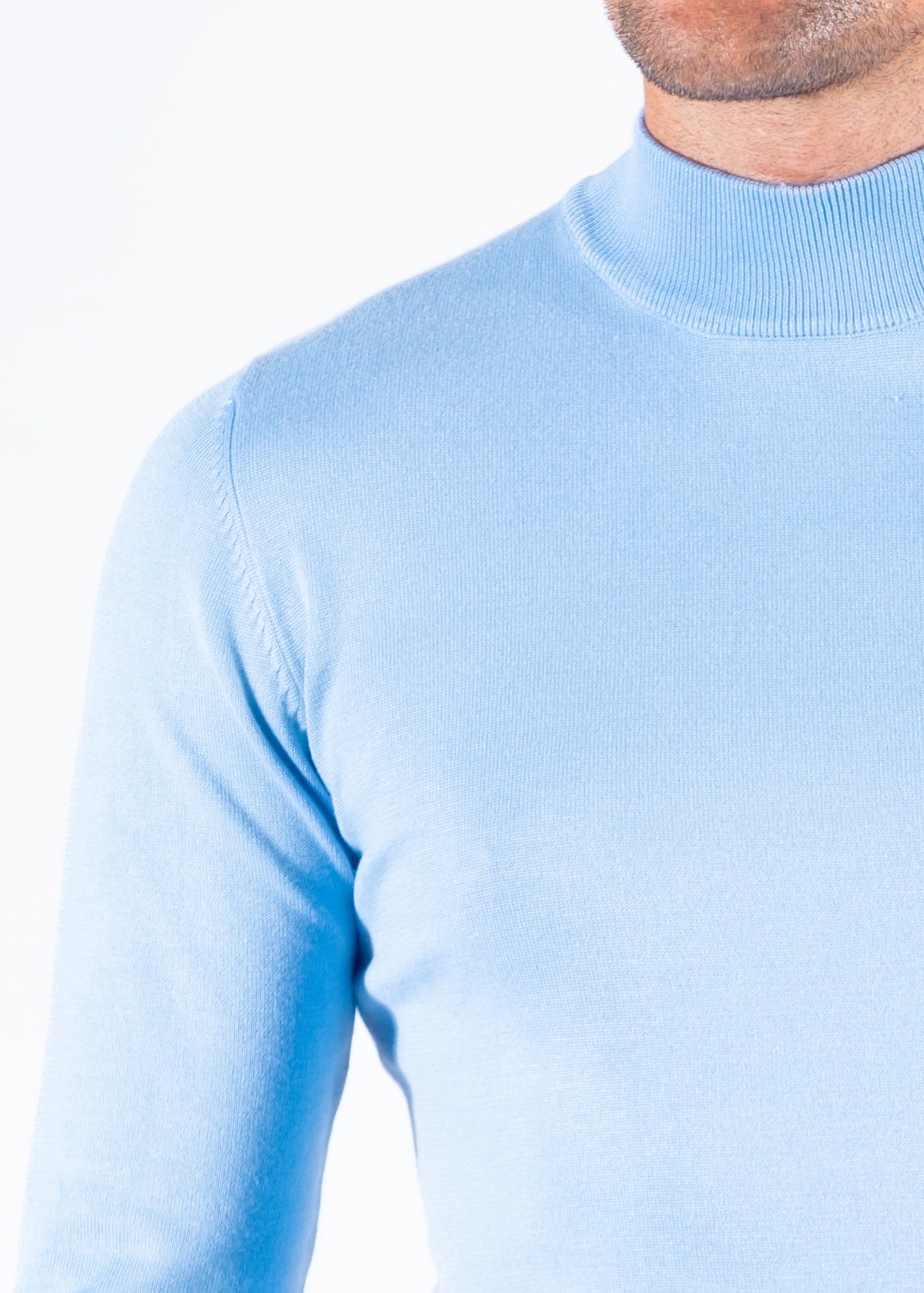 Turtleneck knitwear long sleeve light blue