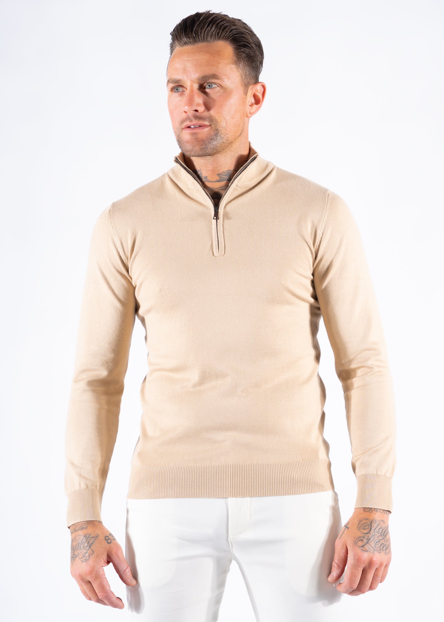 Sweater zipper beige