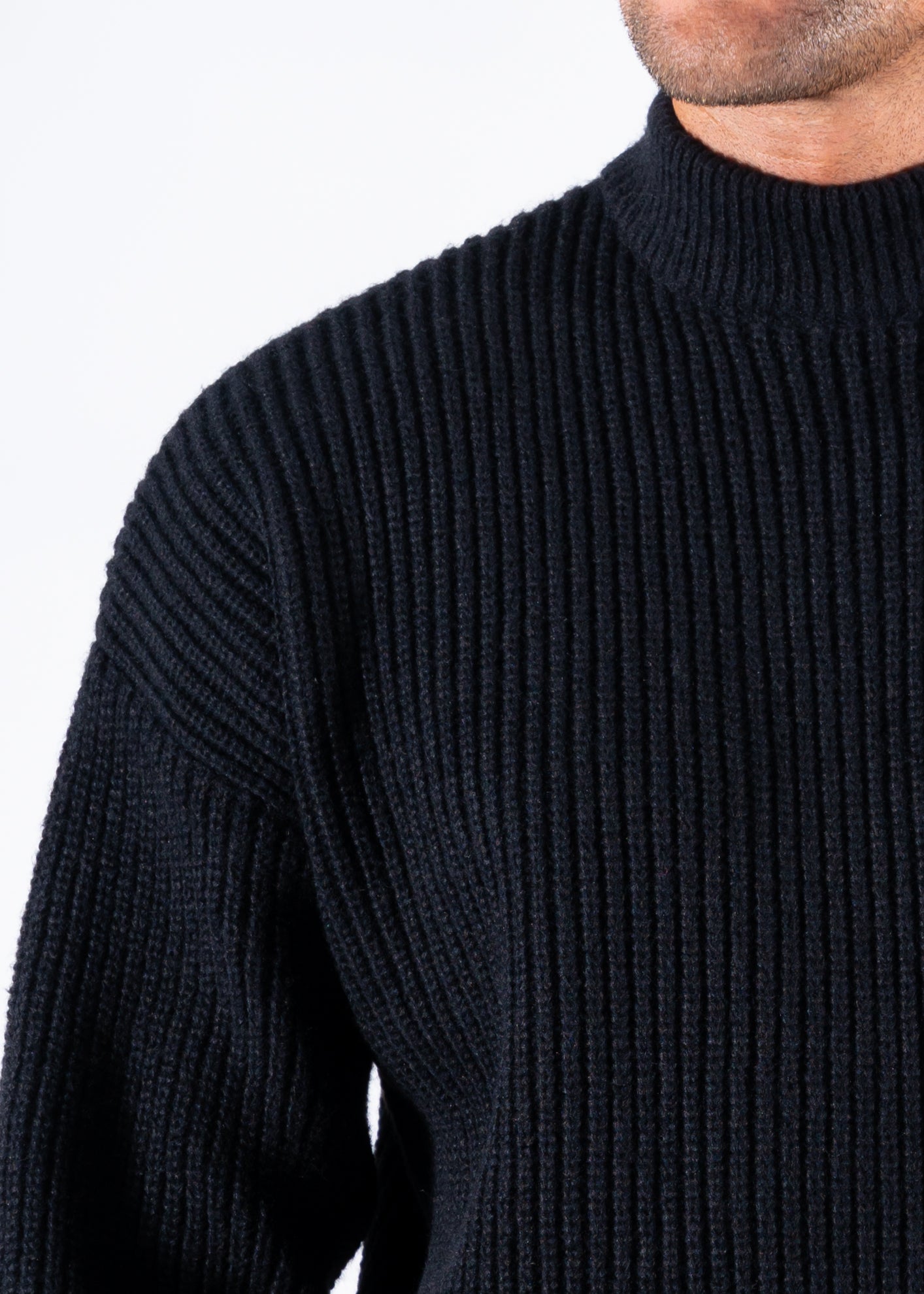 Sweater turtleneck knitted black oversized