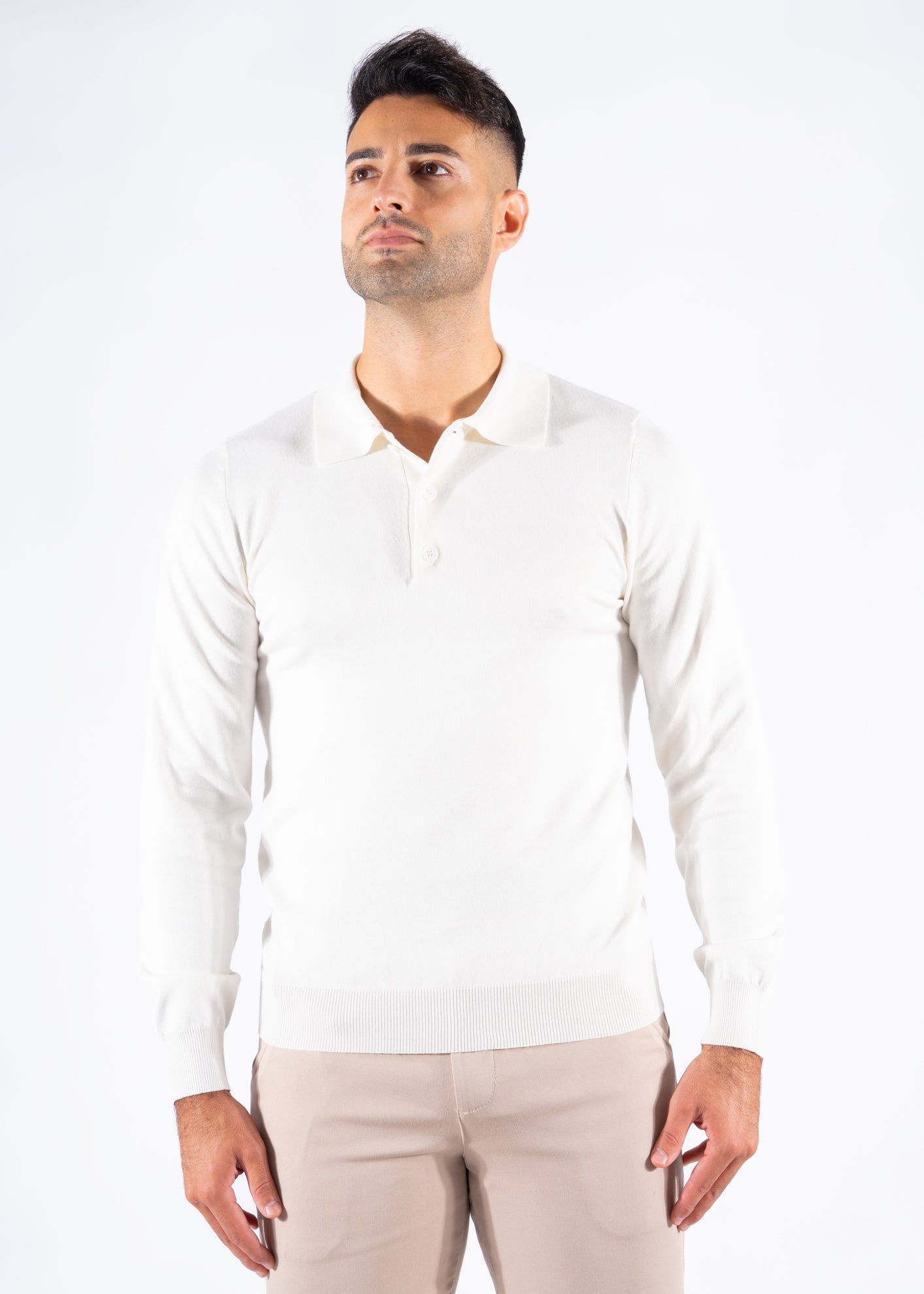 Polo knitwear long sleeve white