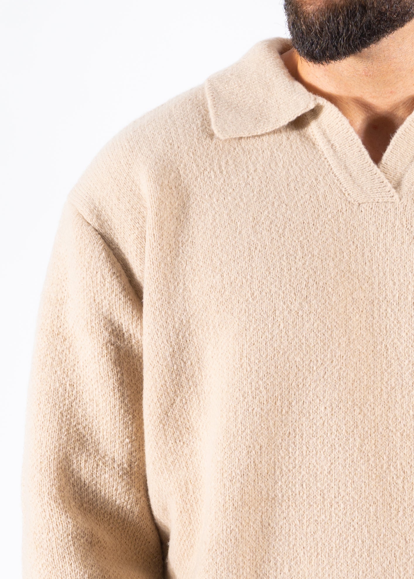 Sweater polo knitted beige oversized