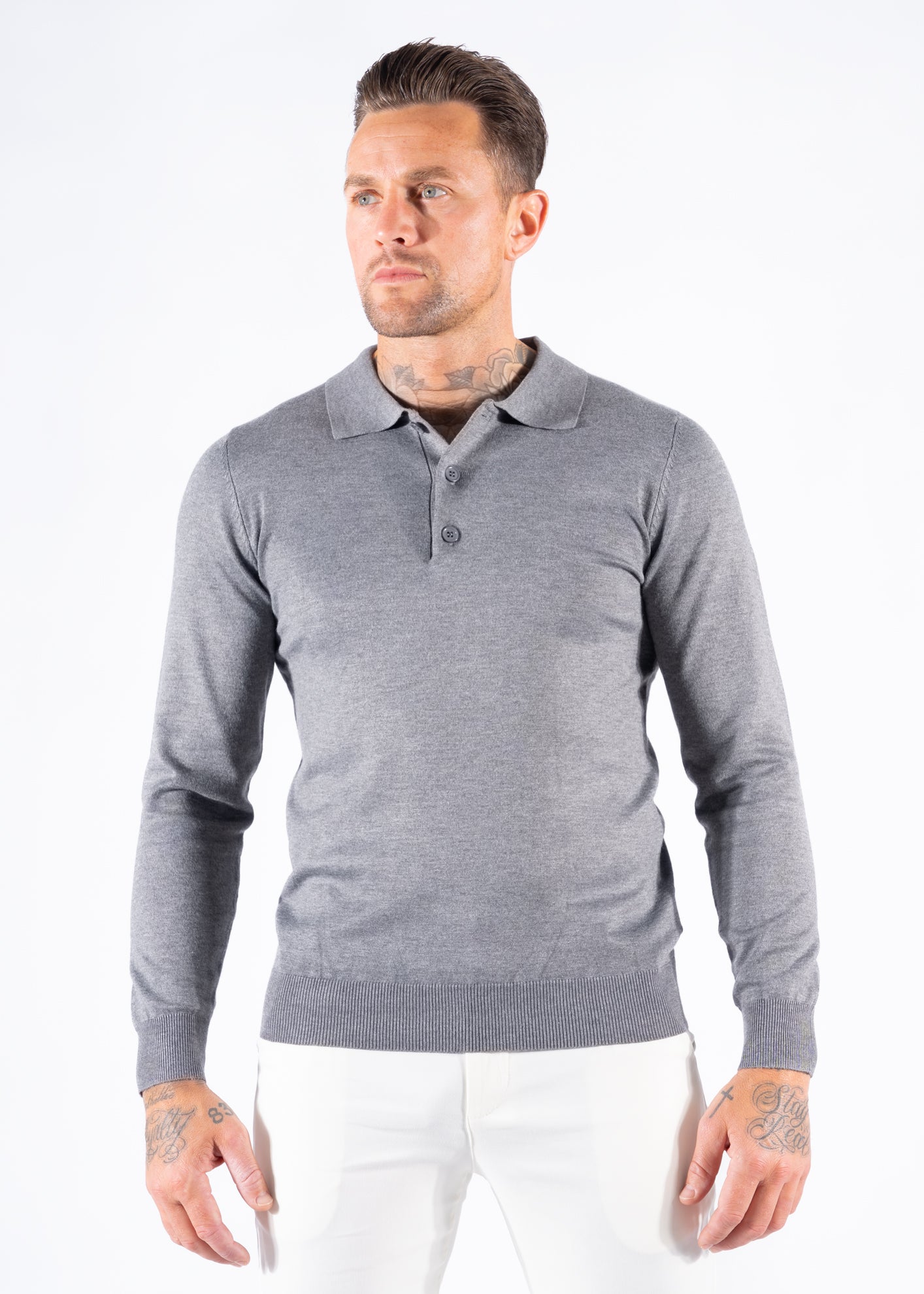 Polo knitwear long sleeve grey
