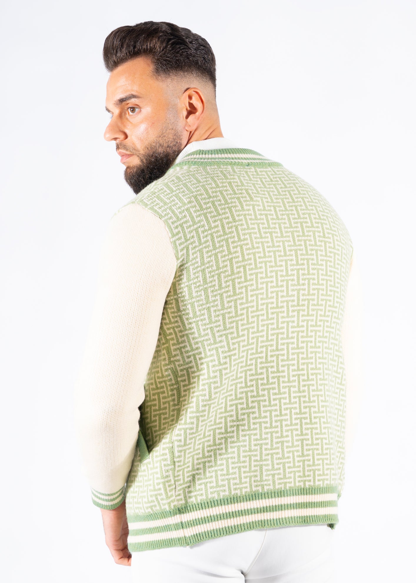 Knitted baseball jacket green