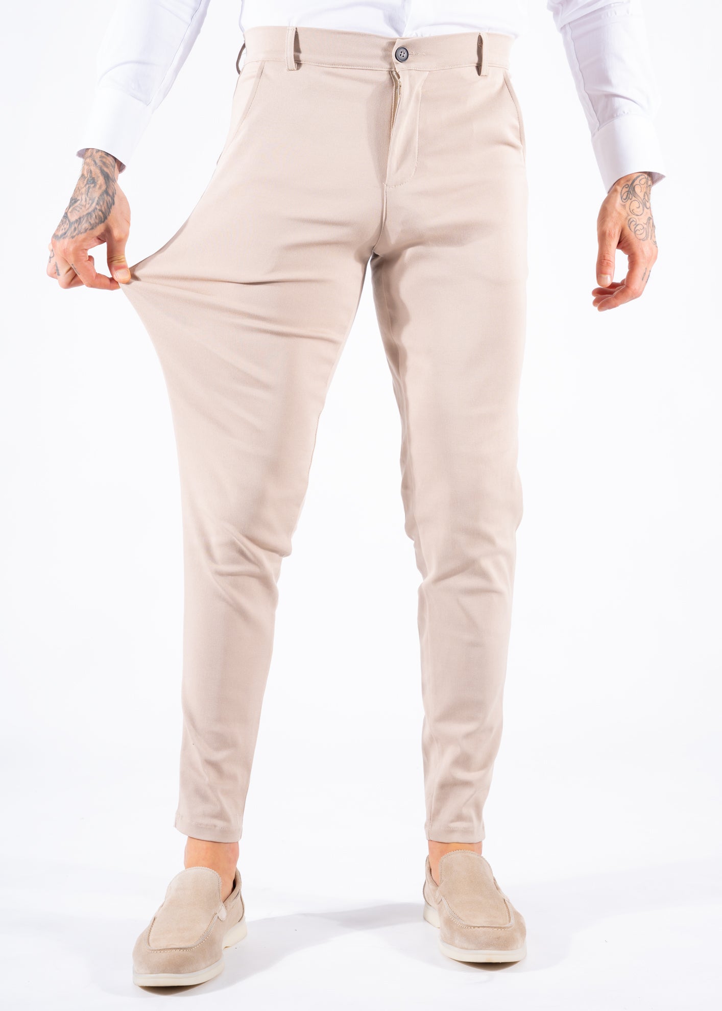Super stretch pantalon beige