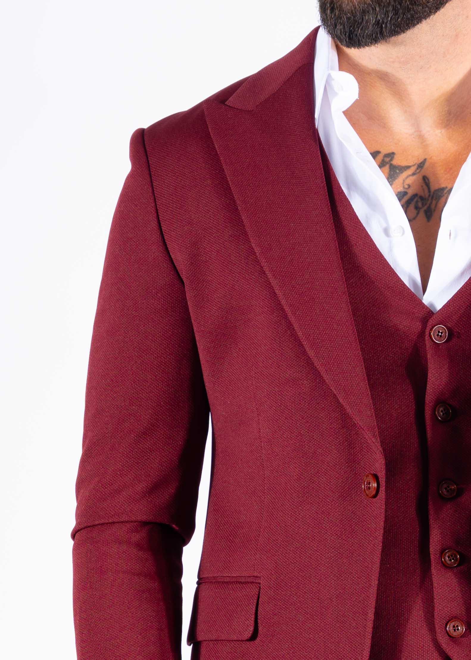 Suit three piece Havana bordeaux rood