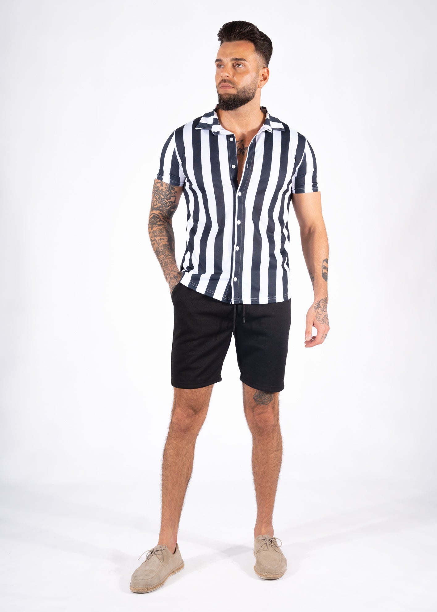 Summer set short & shirt stripe black