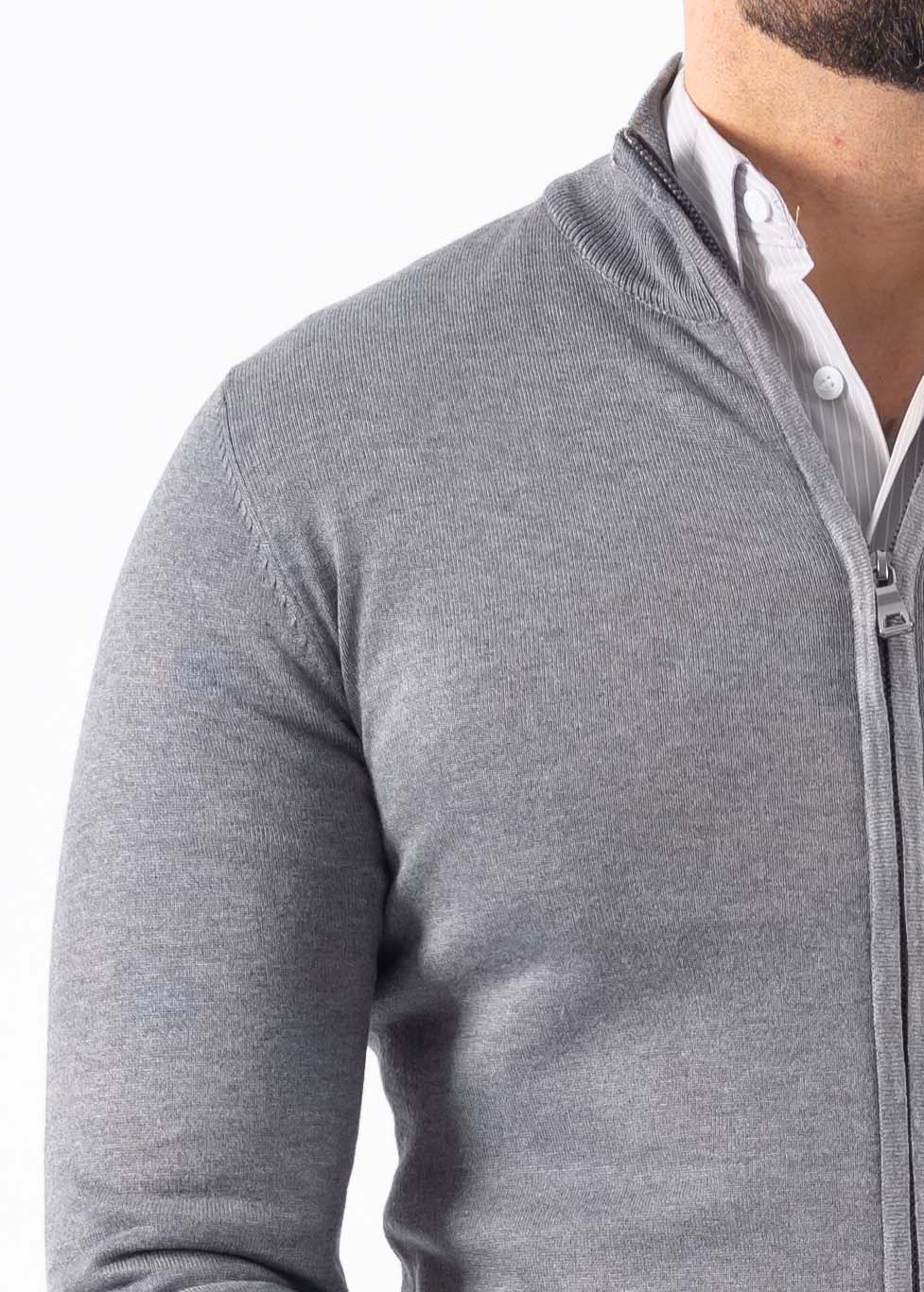 Vest zipper knitwear grijs