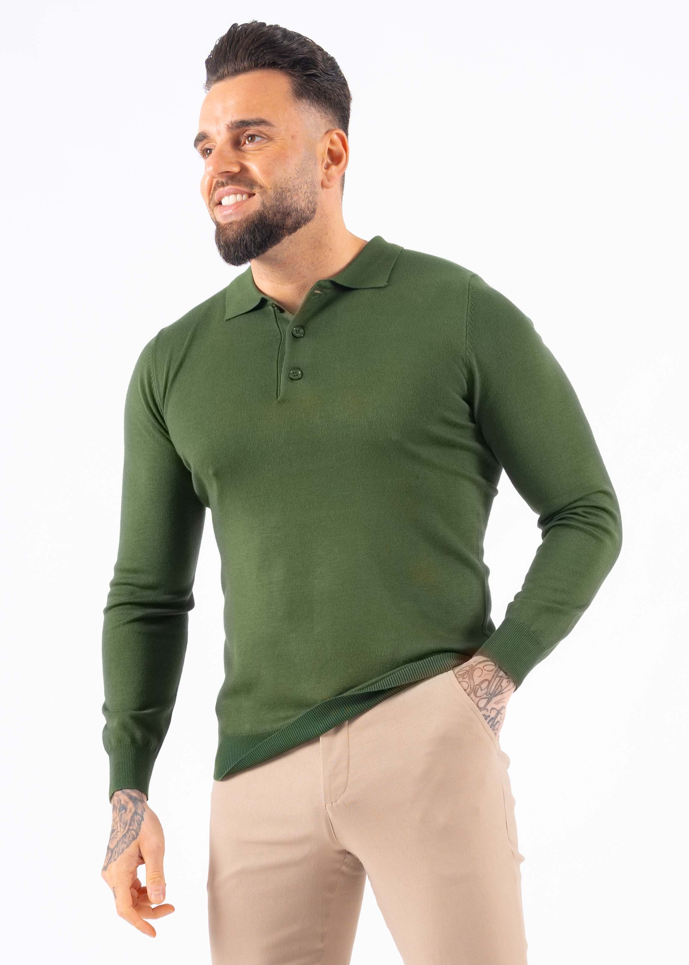 Polo knitwear long sleeve green