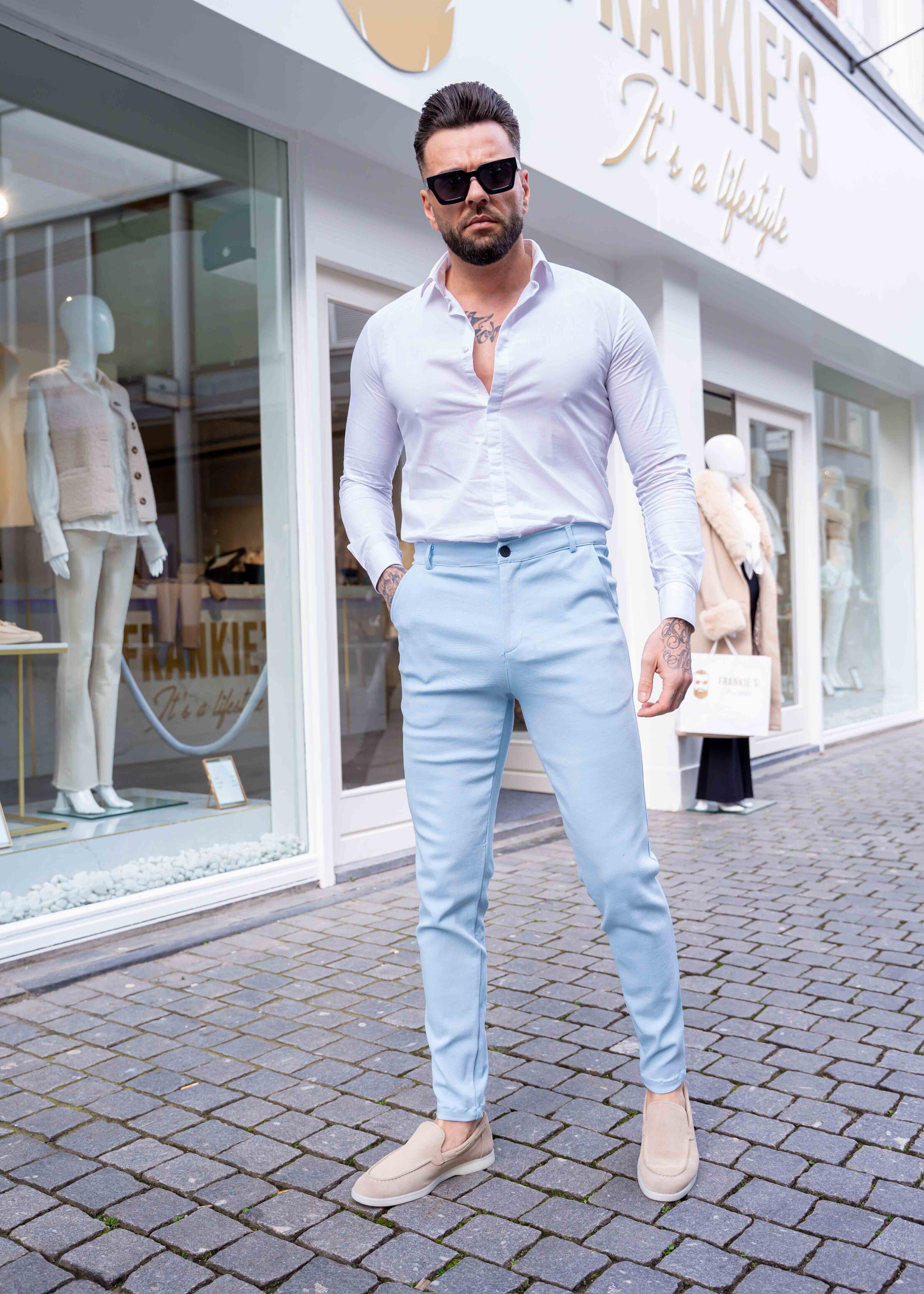 Super stretch pantalon light blue