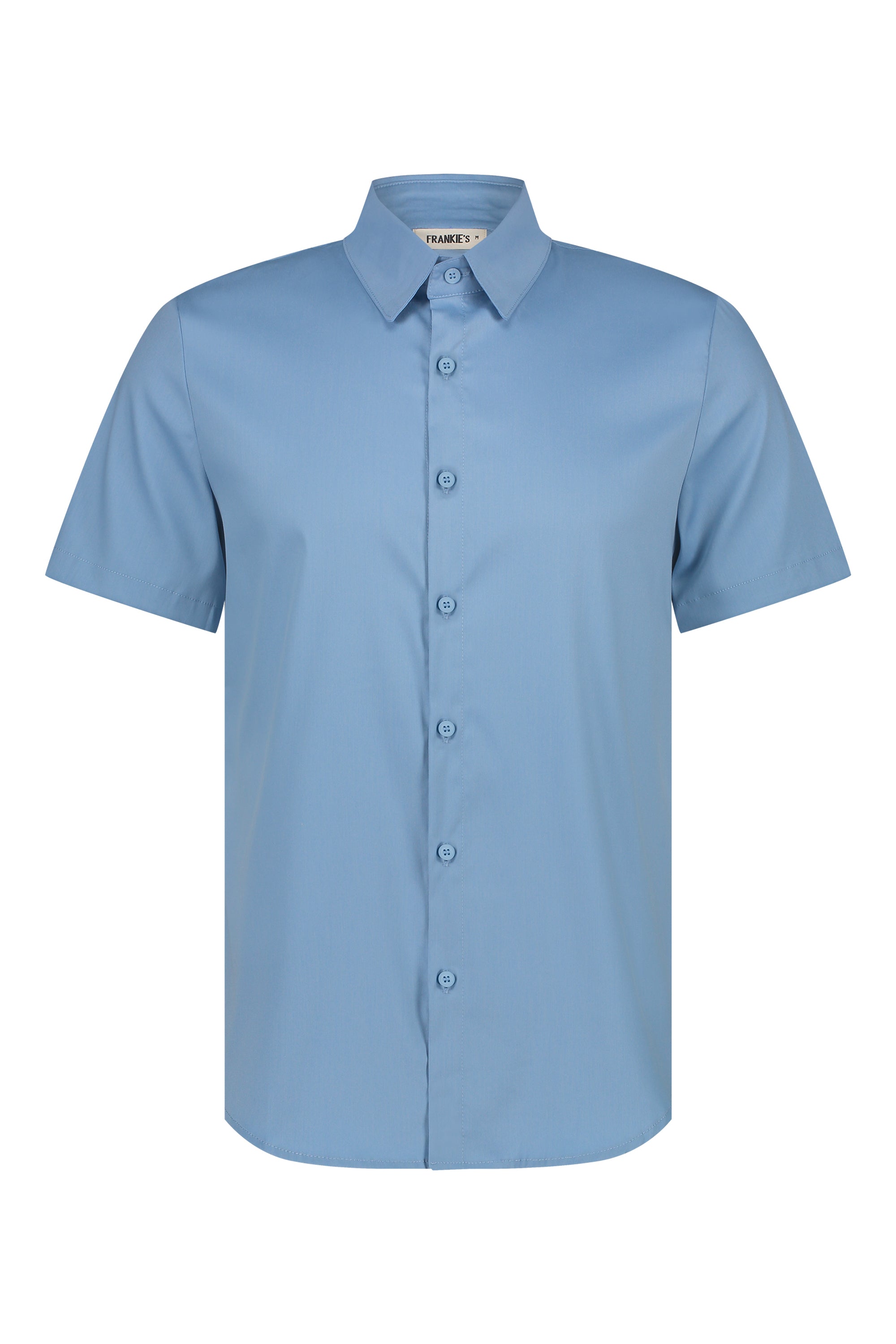 shirt super stretch short sleeve slim fit light blue