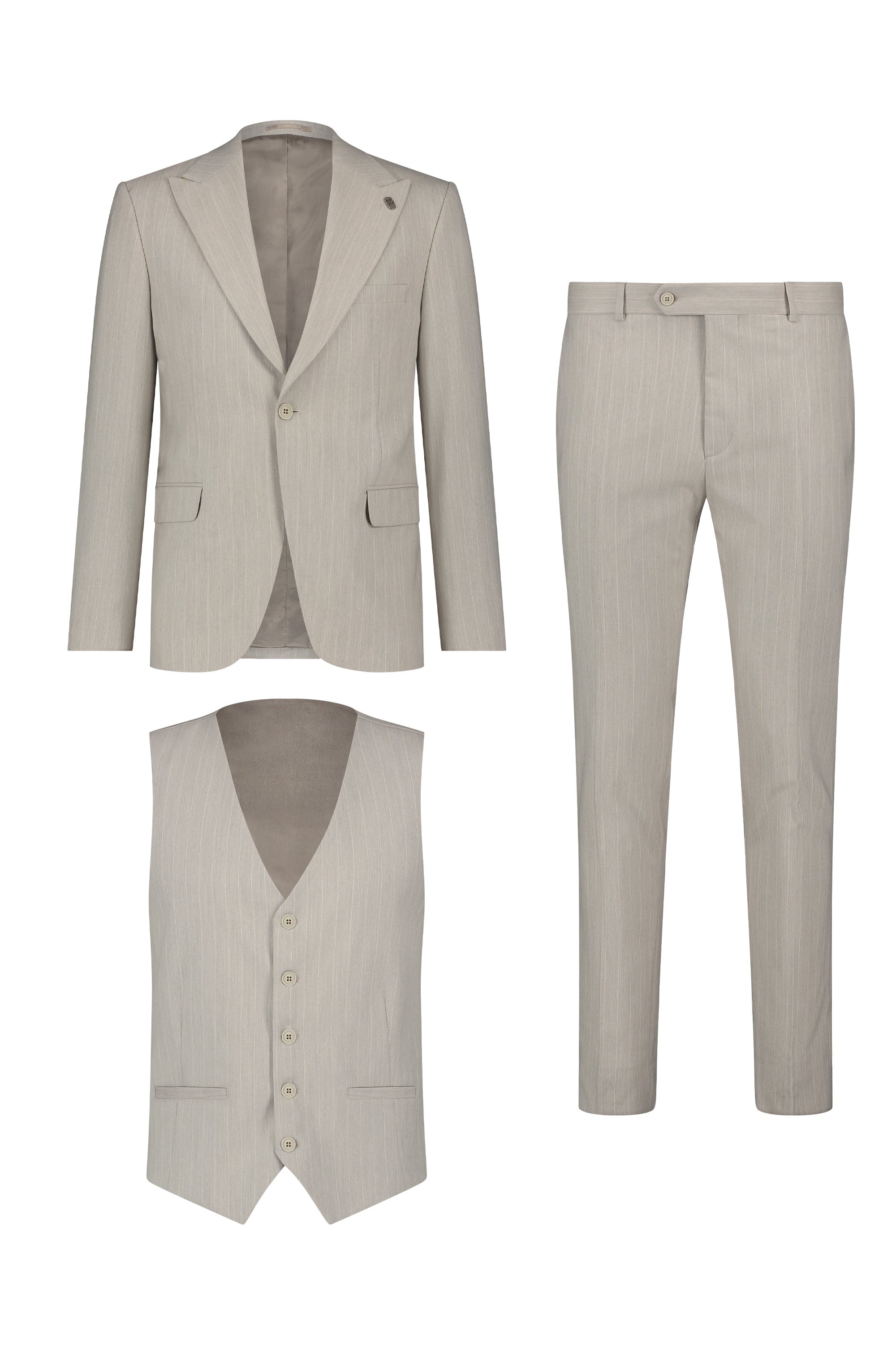 Suit three piece Havana krijtstreep beige