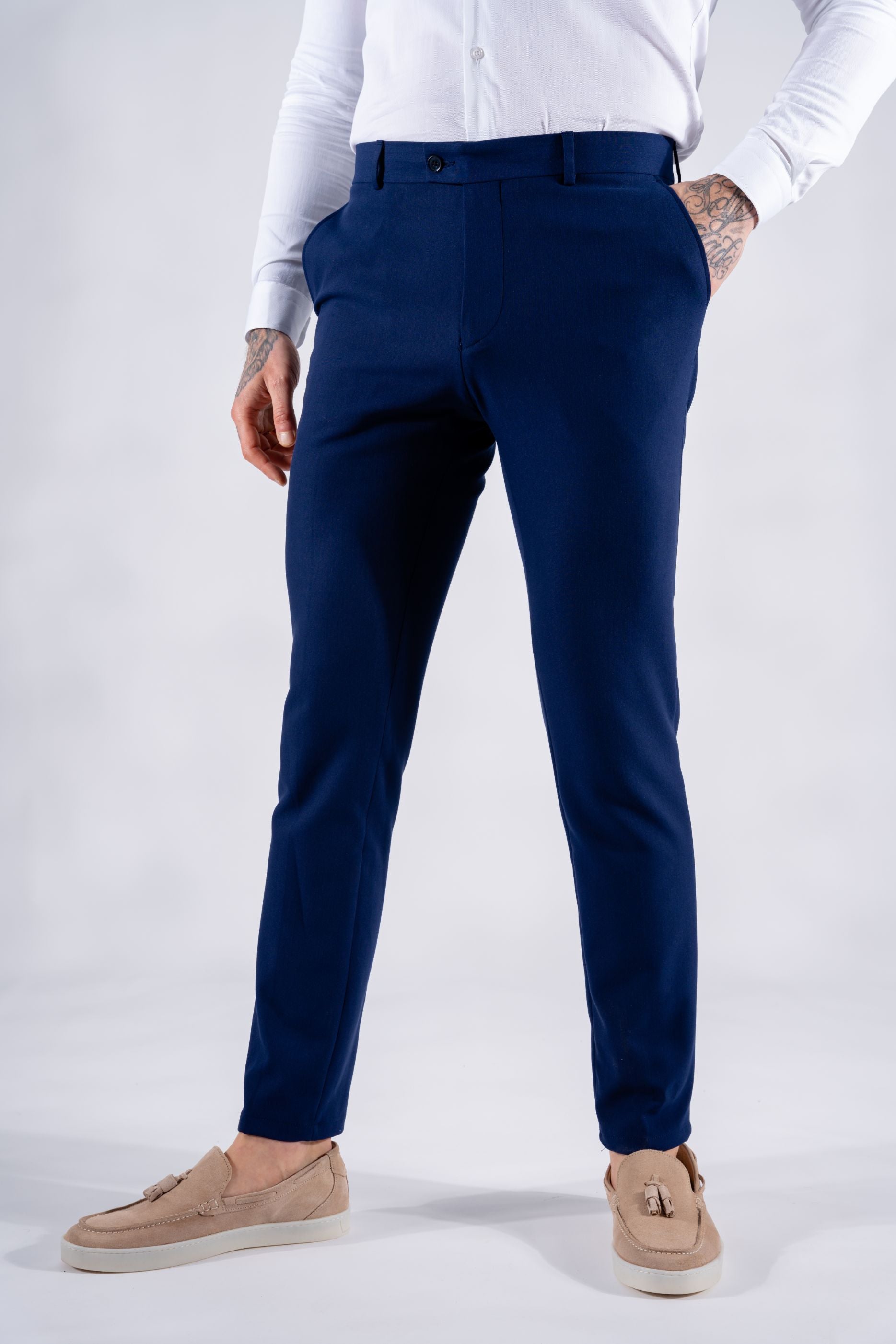 pantalon Chic slim fit donker blauw